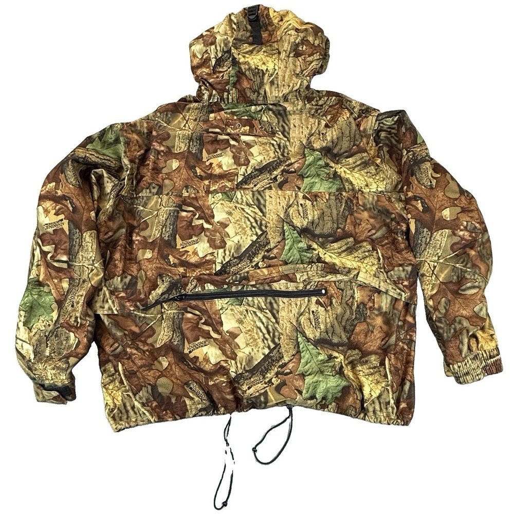 WFS Element Gear Fleece Jacket Mens 2XL Bill Jordan Advantage Timber Camo Hooded